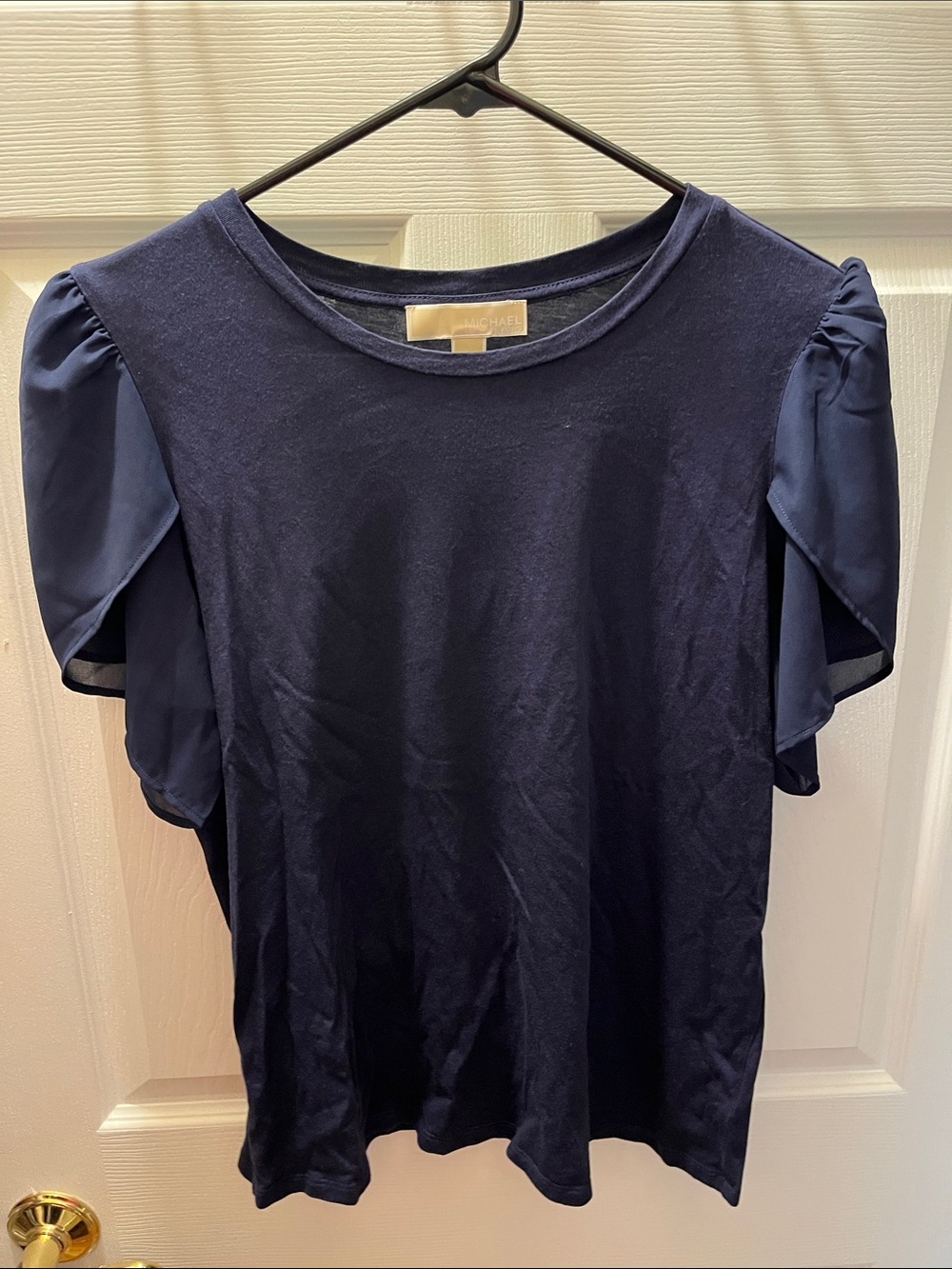 Navy Tulip Sleeve T-Shirt by Michael (Michael Kors) Size L